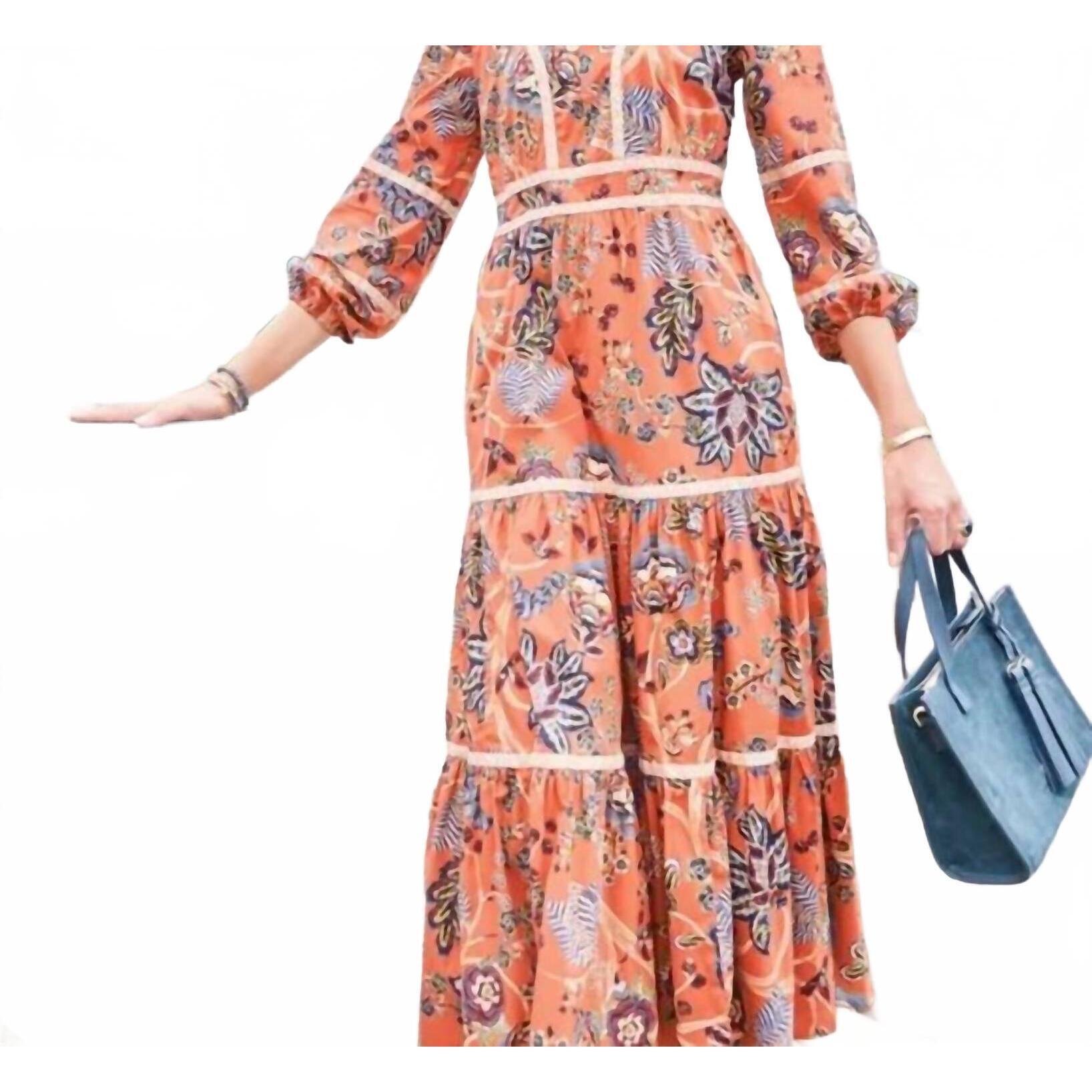 New Spartina 449 Nicolette Midi Dress In Marsh Boardwalk Tree Of Life Tomato